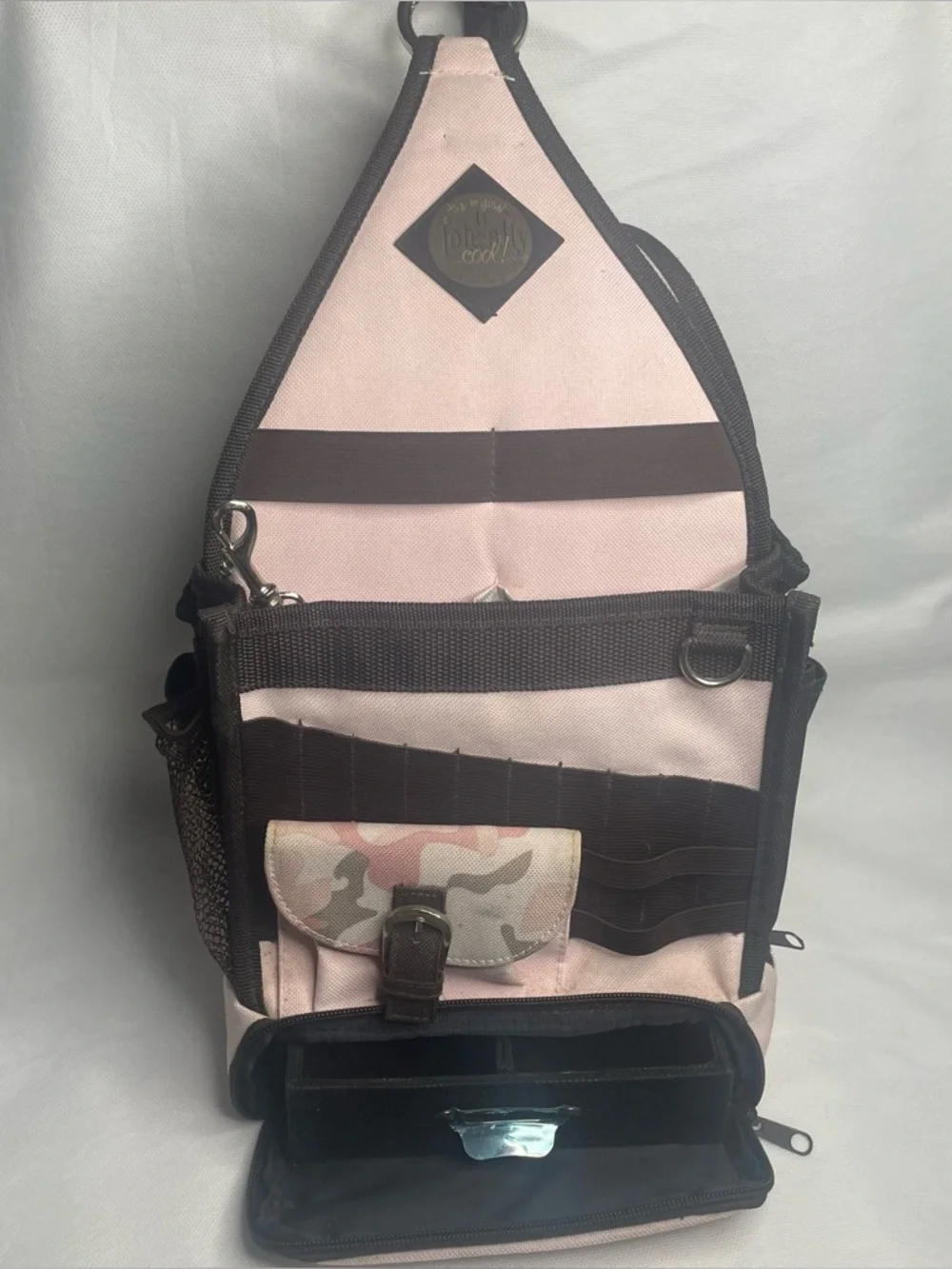 Original Tote-Ally Cool On The Go Craft Tote Tray Multi-Pockets Clip Pink/Brown